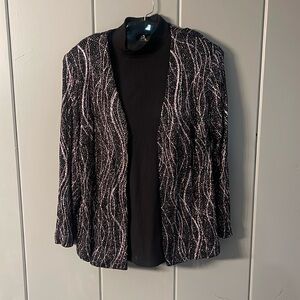 Vintage Ronni Nicole Ouida Jacket Metallic Holiday Party Event Retro Black Pink